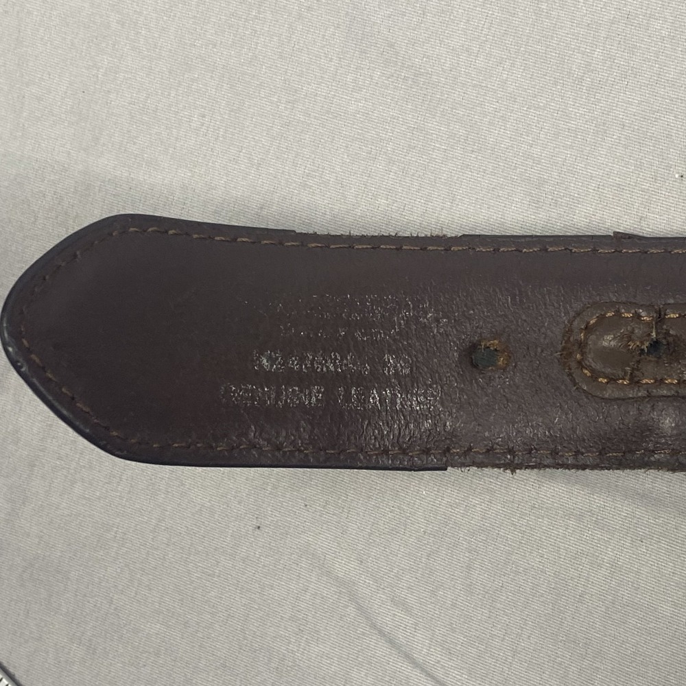 Western Tooled Genuine Leather Belt Men's Brown Engraved Buckle Cowboy 38 - 40 - Picture 8 of 15